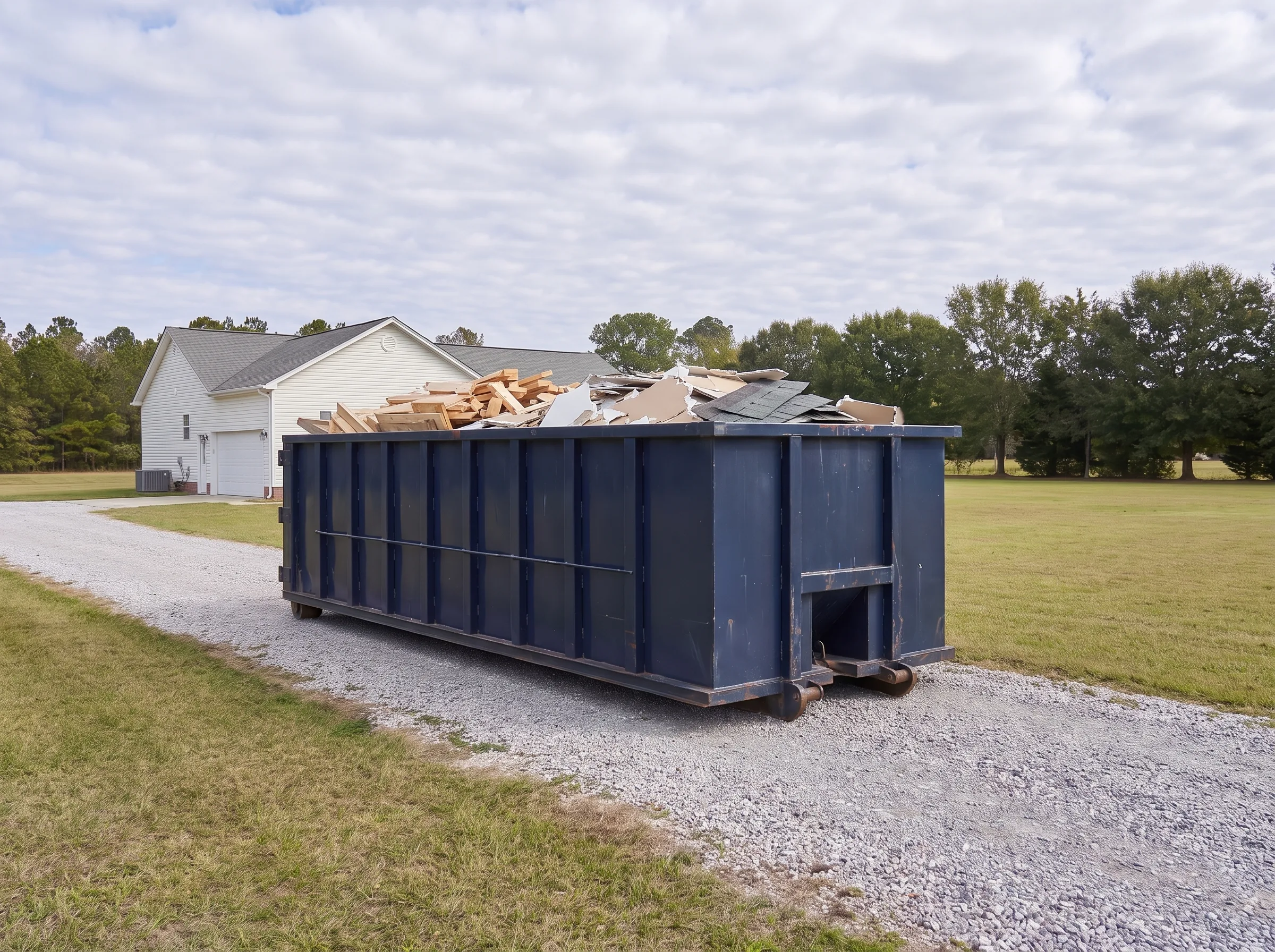 Roll-off dumpster being loaded in Barber County, KS